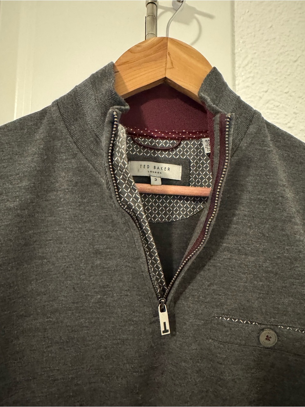 Ted Baker Men's Gray Quarter-Zip Pullover Sweater Size (3) Medium